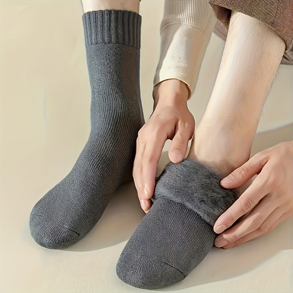 3/5 paar heren winter warme sokken super dikke pluche sokken unisex winter outdoor warme sokken koude bestendige tube sokken perfect cadeau, zwart, koffie en donkergrijs gemengd willekeurig
