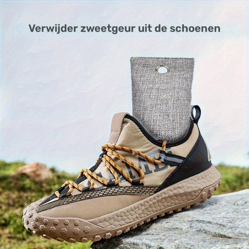 Pak van 5/Pak van 2, 50g/0.11lb Houtskool Schoenontgeurzakjes, Bokshandschoen Vochtabsorberende Zakjes, Geschikt voor het Verfrissen van de Auto-interieur en het Verwijderen van Geuren, Geurneutralisatie voor Thuis, Willekeurige Kleur