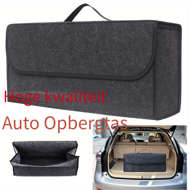 1 stuks, Auto Kofferbak Vilt Stof Opvouwbare Opbergtas Zwart Grijs Interieur Opbergdoos met Model Pakket, Voertuigopslag, Netjes Auto Interieur Ruimte, Stijlvolle Opslag, Verstevigde Stiksels, Ei Opbergdoos, Kofferbakmat, Road Trip Benodigdheden, Frequent