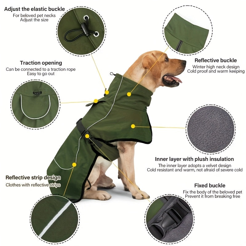 Hondenjas, Verdikt, Fleece Gevoerd, Warm, Koudebestendig, Reflecterend, Winter, voor Dobermann, Labrador, Samoyed, Buiten, Hondenwandelen, Hondenkoat, Huisdierkleding