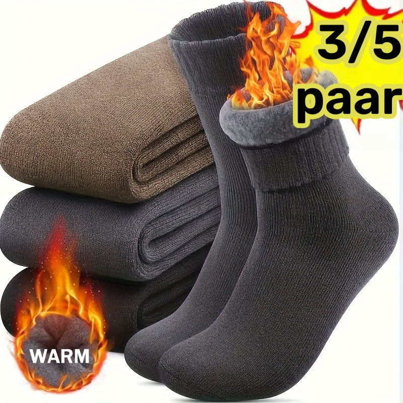 3/5 paar heren winter warme sokken super dikke pluche sokken unisex winter outdoor warme sokken koude bestendige tube sokken perfect cadeau, zwart, koffie en donkergrijs gemengd willekeurig