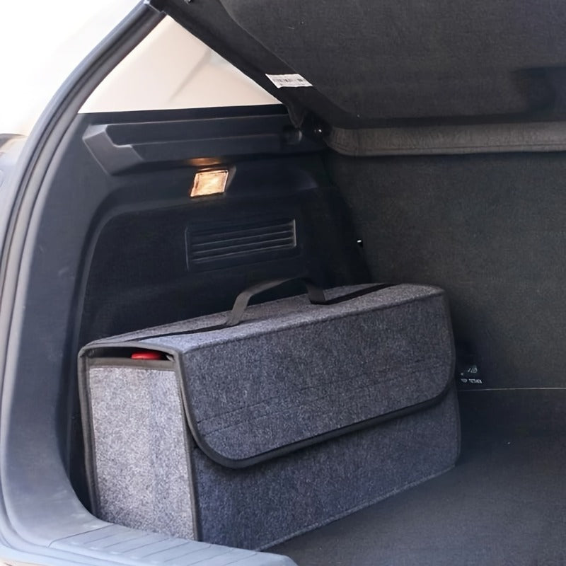 1 stuks, Auto Kofferbak Vilt Stof Opvouwbare Opbergtas Zwart Grijs Interieur Opbergdoos met Model Pakket, Voertuigopslag, Netjes Auto Interieur Ruimte, Stijlvolle Opslag, Verstevigde Stiksels, Ei Opbergdoos, Kofferbakmat, Road Trip Benodigdheden, Frequent