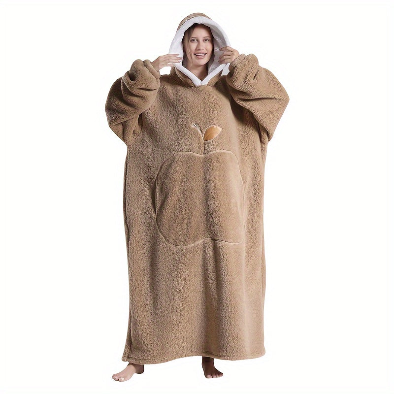 Nieuw Plus Size RUGAN Dames Hooded Blanket Sweatshirt, Apple Pocket Blanket Pullover aan de voorkant, Zachte Warme Comfortabele Parachute Blanket, Unisex Jeugd Maat