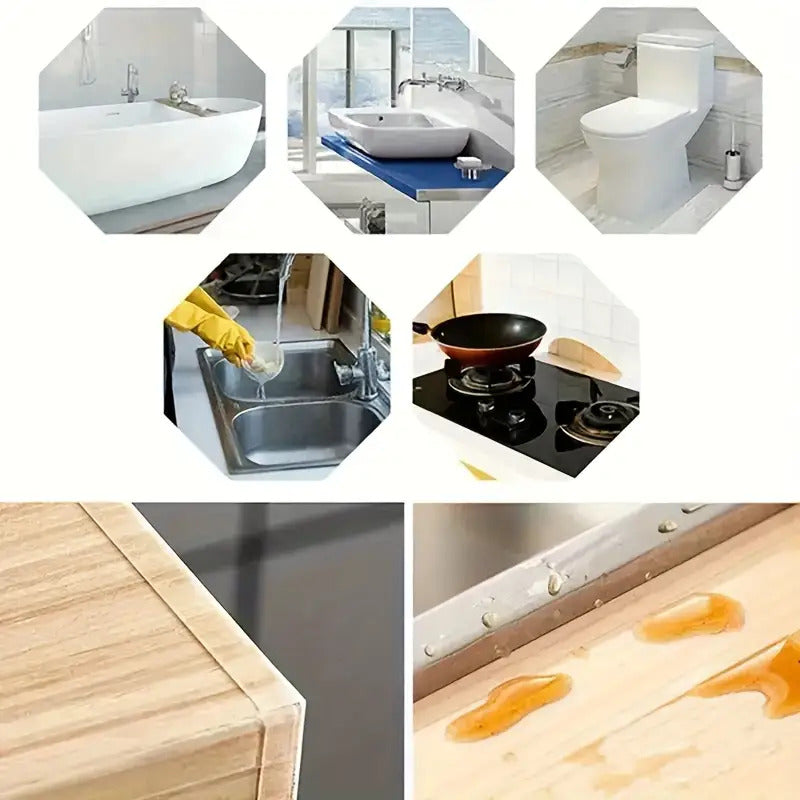 2-Rol Set Siliconen Keuken- en Badkamer Waterdichte Tape, Afdichtstrips voor Keukenvoegen, Transparante Waterdichte Strips, Badkamer Toilet Muur Hoeklijn, Geschikt Voor Spoelbak Kieren, Duurzaam Materiaal, Ideaal Voor Thuis- en Restaurantgebruik