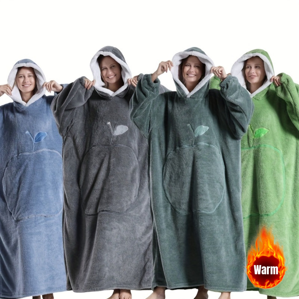 Nieuw Plus Size RUGAN Dames Hooded Blanket Sweatshirt, Apple Pocket Blanket Pullover aan de voorkant, Zachte Warme Comfortabele Parachute Blanket, Unisex Jeugd Maat
