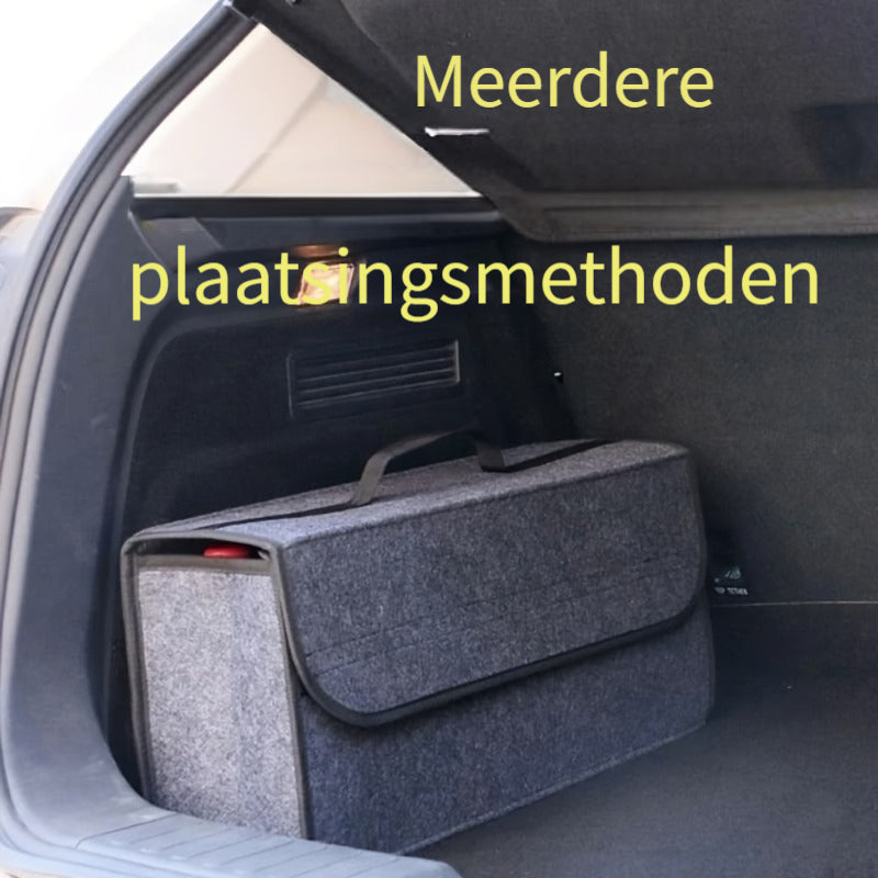 1 stuks, Auto Kofferbak Vilt Stof Opvouwbare Opbergtas Zwart Grijs Interieur Opbergdoos met Model Pakket, Voertuigopslag, Netjes Auto Interieur Ruimte, Stijlvolle Opslag, Verstevigde Stiksels, Ei Opbergdoos, Kofferbakmat, Road Trip Benodigdheden, Frequent