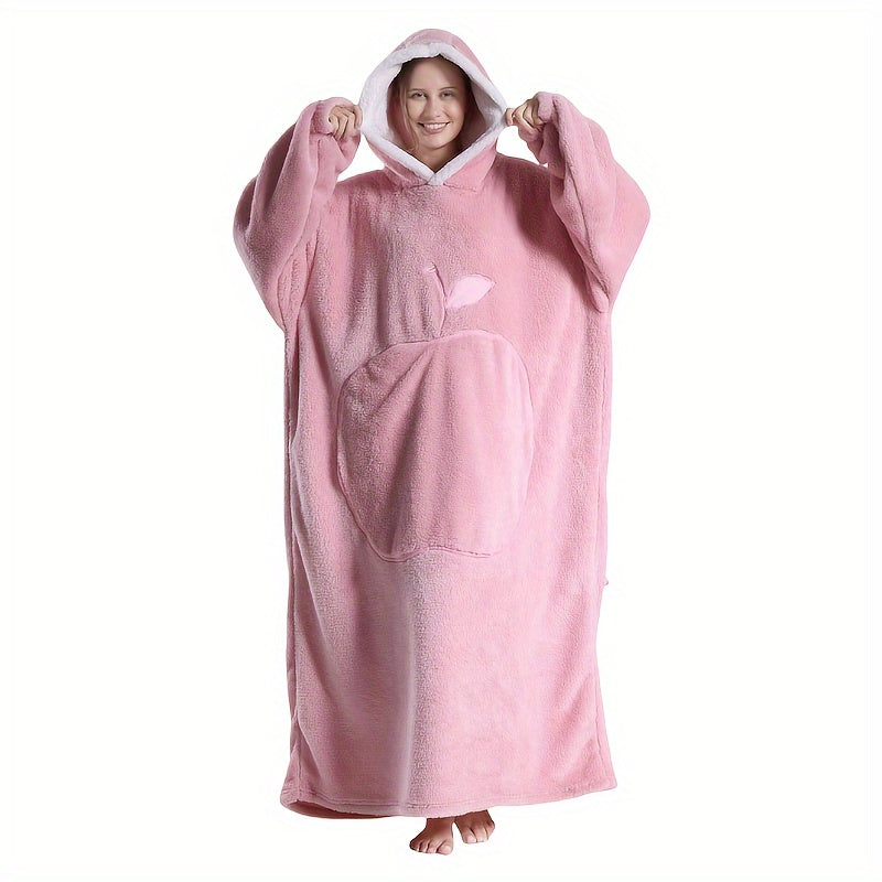 Nieuw Plus Size RUGAN Dames Hooded Blanket Sweatshirt, Apple Pocket Blanket Pullover aan de voorkant, Zachte Warme Comfortabele Parachute Blanket, Unisex Jeugd Maat