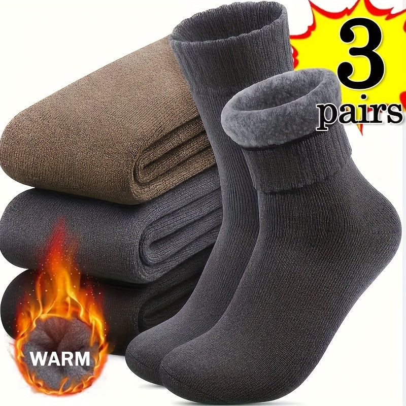 3/5 paar heren winter warme sokken super dikke pluche sokken unisex winter outdoor warme sokken koude bestendige tube sokken perfect cadeau, zwart, koffie en donkergrijs gemengd willekeurig