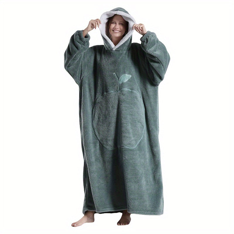 Nieuw Plus Size RUGAN Dames Hooded Blanket Sweatshirt, Apple Pocket Blanket Pullover aan de voorkant, Zachte Warme Comfortabele Parachute Blanket, Unisex Jeugd Maat