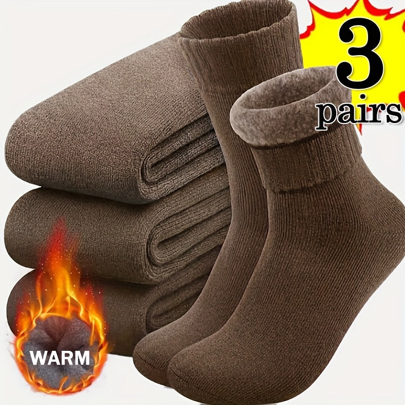 3/5 paar heren winter warme sokken super dikke pluche sokken unisex winter outdoor warme sokken koude bestendige tube sokken perfect cadeau, zwart, koffie en donkergrijs gemengd willekeurig