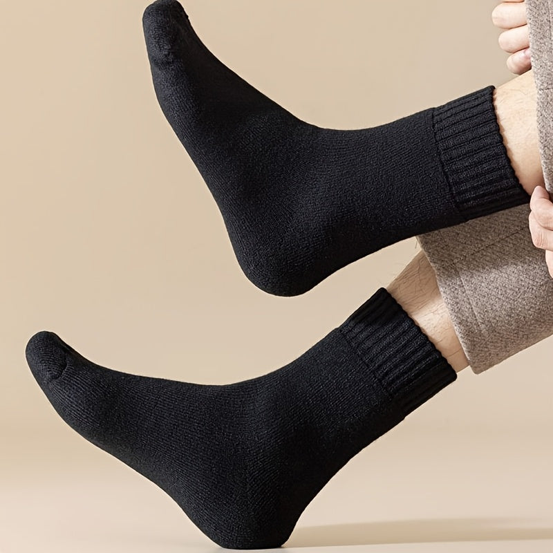 3/5 paar heren winter warme sokken super dikke pluche sokken unisex winter outdoor warme sokken koude bestendige tube sokken perfect cadeau, zwart, koffie en donkergrijs gemengd willekeurig
