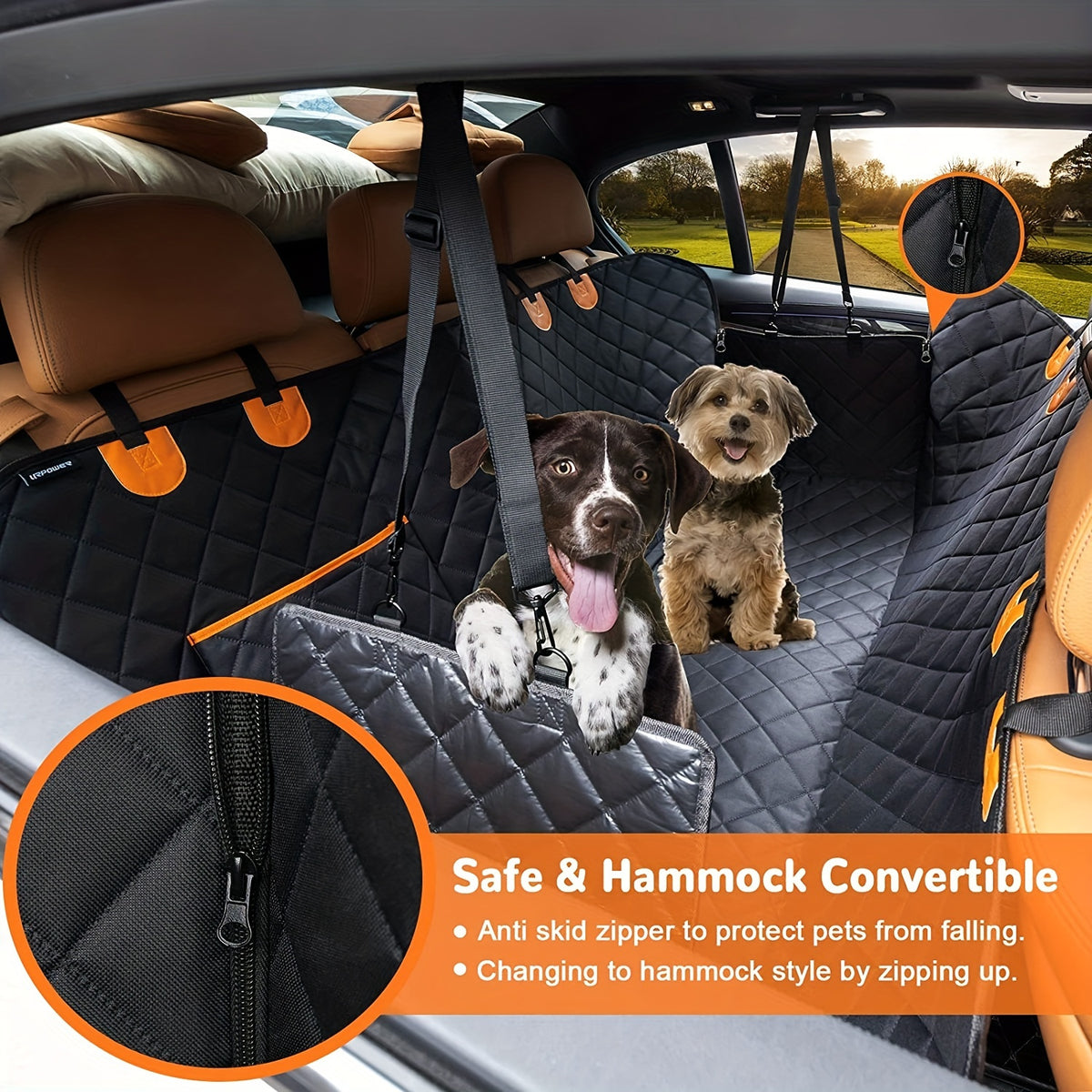 Honden autostoelhoes, 100% huisdierenzitmat 600D zwaar uitgevoerd, krasbestendig, antislip, duurzaam, zacht, achterbankhoes voor auto's, vrachtwagens en SUV's, spatwaterdicht