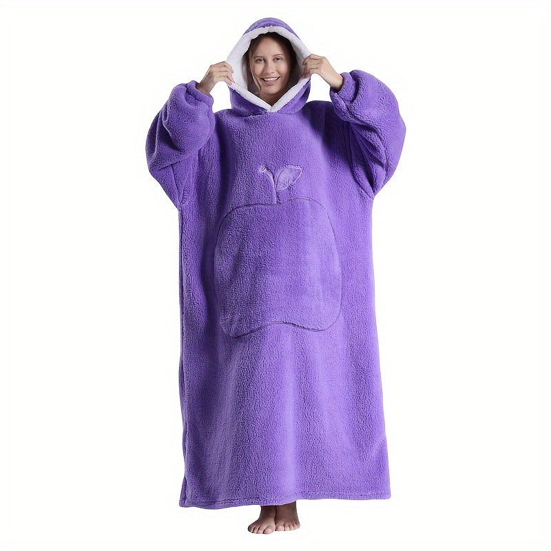 Nieuw Plus Size RUGAN Dames Hooded Blanket Sweatshirt, Apple Pocket Blanket Pullover aan de voorkant, Zachte Warme Comfortabele Parachute Blanket, Unisex Jeugd Maat