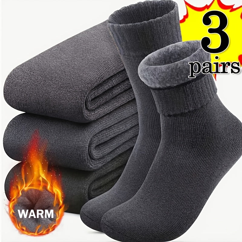 3/5 paar heren winter warme sokken super dikke pluche sokken unisex winter outdoor warme sokken koude bestendige tube sokken perfect cadeau, zwart, koffie en donkergrijs gemengd willekeurig