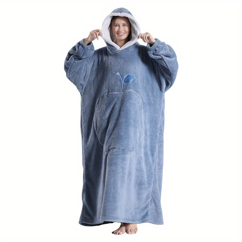 Nieuw Plus Size RUGAN Dames Hooded Blanket Sweatshirt, Apple Pocket Blanket Pullover aan de voorkant, Zachte Warme Comfortabele Parachute Blanket, Unisex Jeugd Maat