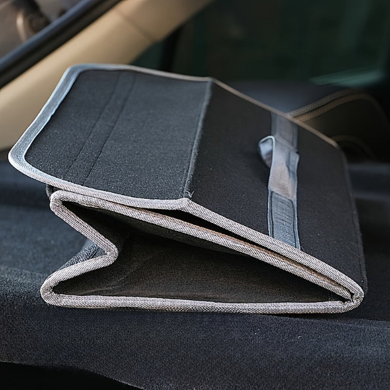 1 stuks, Auto Kofferbak Vilt Stof Opvouwbare Opbergtas Zwart Grijs Interieur Opbergdoos met Model Pakket, Voertuigopslag, Netjes Auto Interieur Ruimte, Stijlvolle Opslag, Verstevigde Stiksels, Ei Opbergdoos, Kofferbakmat, Road Trip Benodigdheden, Frequent