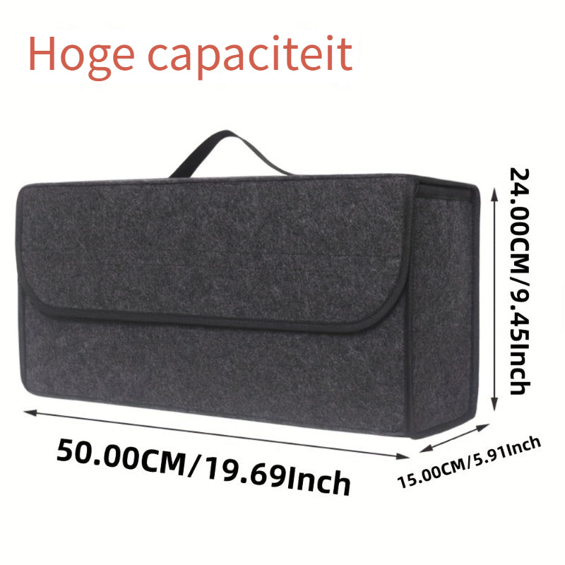 1 stuks, Auto Kofferbak Vilt Stof Opvouwbare Opbergtas Zwart Grijs Interieur Opbergdoos met Model Pakket, Voertuigopslag, Netjes Auto Interieur Ruimte, Stijlvolle Opslag, Verstevigde Stiksels, Ei Opbergdoos, Kofferbakmat, Road Trip Benodigdheden, Frequent
