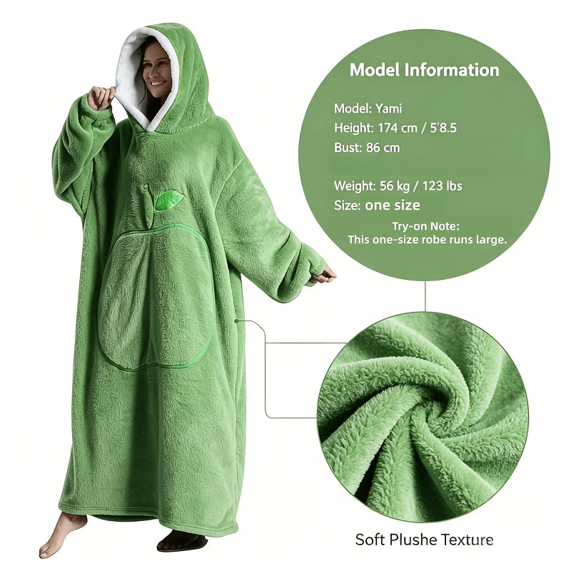 Nieuw Plus Size RUGAN Dames Hooded Blanket Sweatshirt, Apple Pocket Blanket Pullover aan de voorkant, Zachte Warme Comfortabele Parachute Blanket, Unisex Jeugd Maat