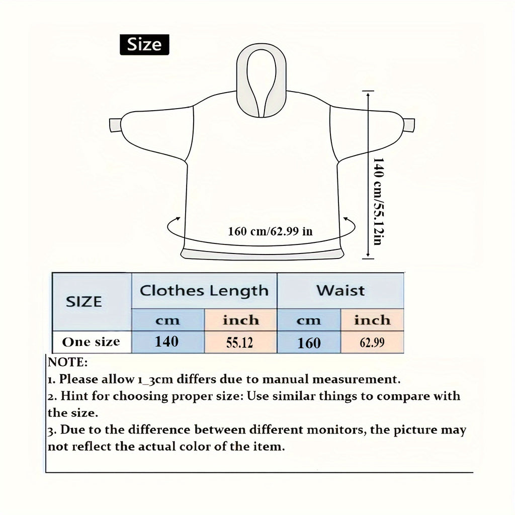 Nieuw Plus Size RUGAN Dames Hooded Blanket Sweatshirt, Apple Pocket Blanket Pullover aan de voorkant, Zachte Warme Comfortabele Parachute Blanket, Unisex Jeugd Maat
