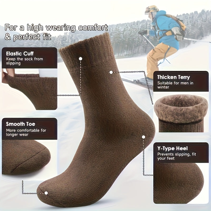 3/5 paar heren winter warme sokken super dikke pluche sokken unisex winter outdoor warme sokken koude bestendige tube sokken perfect cadeau, zwart, koffie en donkergrijs gemengd willekeurig