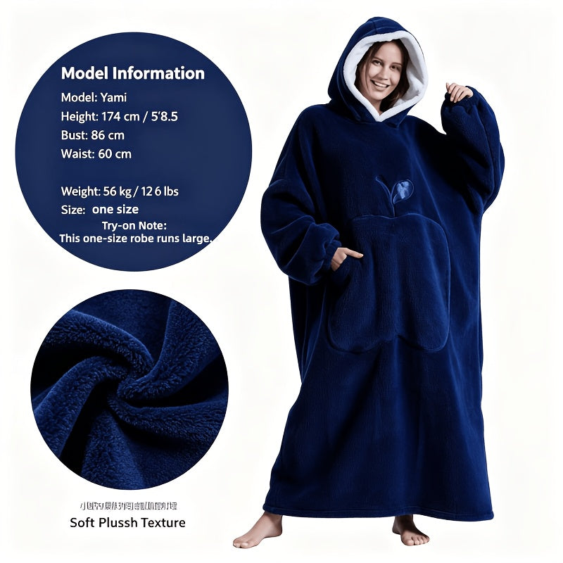 Nieuw Plus Size RUGAN Dames Hooded Blanket Sweatshirt, Apple Pocket Blanket Pullover aan de voorkant, Zachte Warme Comfortabele Parachute Blanket, Unisex Jeugd Maat