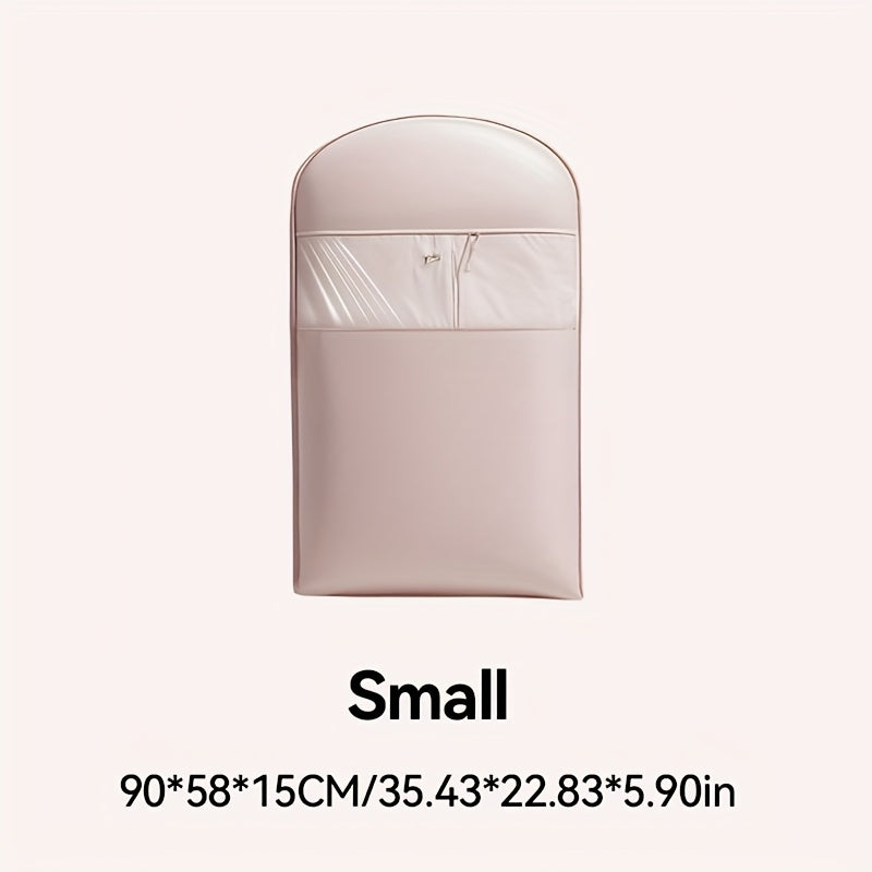 3-Maten Roze En Beige Compressie Hangende Opbergzakken (90/110/130Cm) - 40% Ruimtebesparende Vacuüm Seal voor Donsjassen En Winterkledingkast, Doorzichtige Luxe Opslag/Duurzame Rits