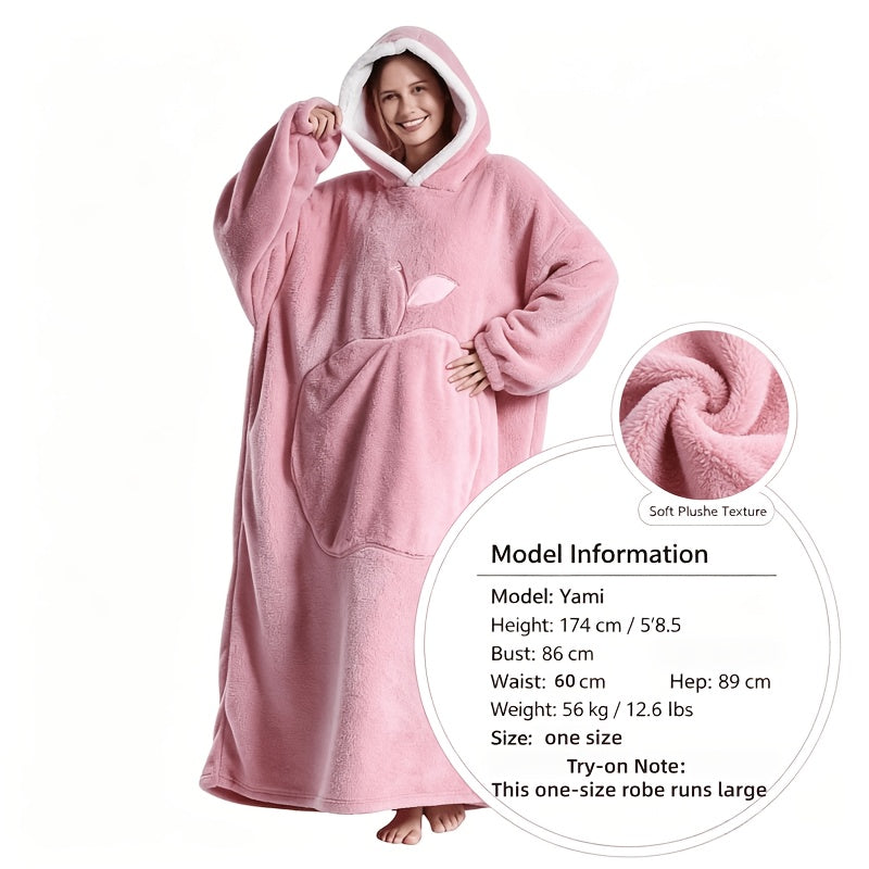 Nieuw Plus Size RUGAN Dames Hooded Blanket Sweatshirt, Apple Pocket Blanket Pullover aan de voorkant, Zachte Warme Comfortabele Parachute Blanket, Unisex Jeugd Maat