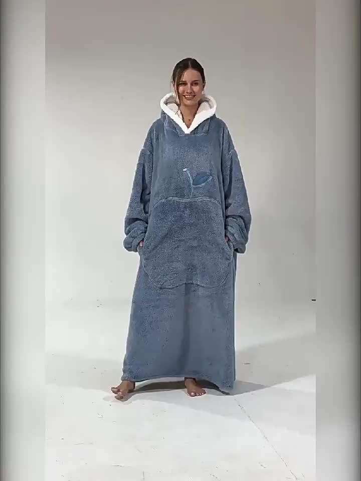 Nieuw Plus Size RUGAN Dames Hooded Blanket Sweatshirt, Apple Pocket Blanket Pullover aan de voorkant, Zachte Warme Comfortabele Parachute Blanket, Unisex Jeugd Maat