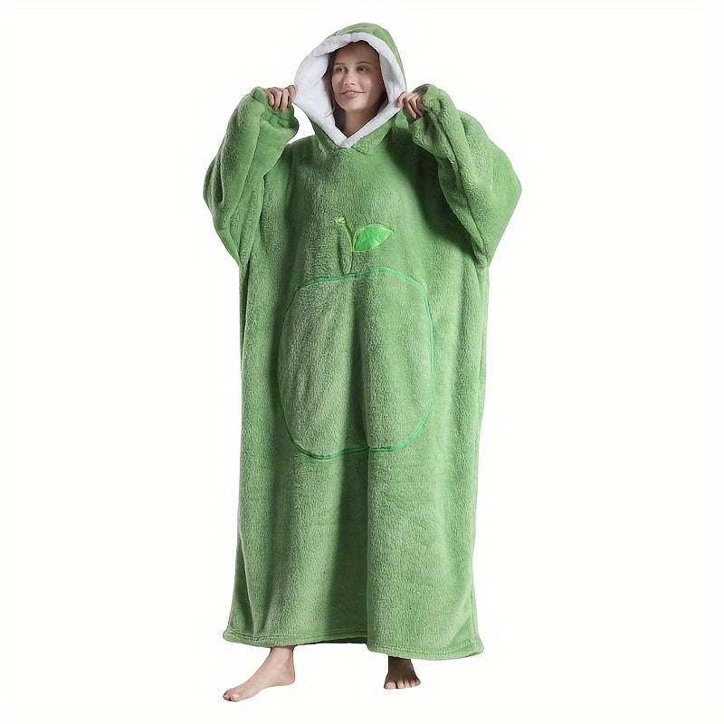 Nieuw Plus Size RUGAN Dames Hooded Blanket Sweatshirt, Apple Pocket Blanket Pullover aan de voorkant, Zachte Warme Comfortabele Parachute Blanket, Unisex Jeugd Maat