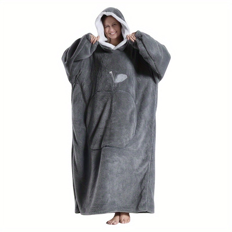 Nieuw Plus Size RUGAN Dames Hooded Blanket Sweatshirt, Apple Pocket Blanket Pullover aan de voorkant, Zachte Warme Comfortabele Parachute Blanket, Unisex Jeugd Maat