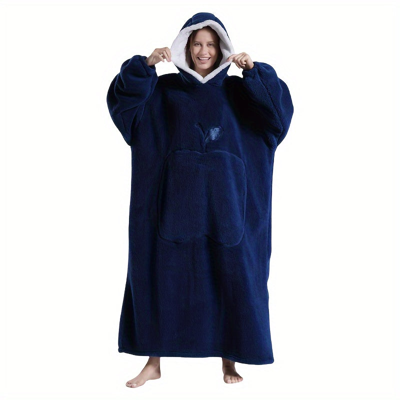 Nieuw Plus Size RUGAN Dames Hooded Blanket Sweatshirt, Apple Pocket Blanket Pullover aan de voorkant, Zachte Warme Comfortabele Parachute Blanket, Unisex Jeugd Maat
