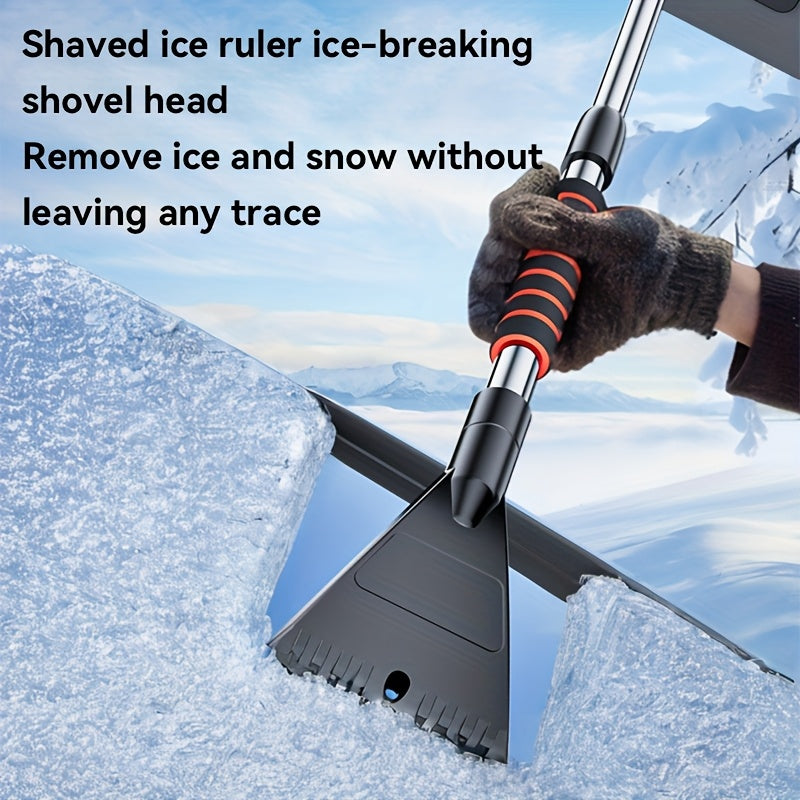 Autosneeuwschop, multifunctionele draagbare ijs schraper, afneembare telescopische steel sneeuwschop; met stevige en duurzame constructie, draaibare borstelkop en eenvoudige opslag, geschikt voor ontdooien, sneeuwruimen en glasreiniging van auto's