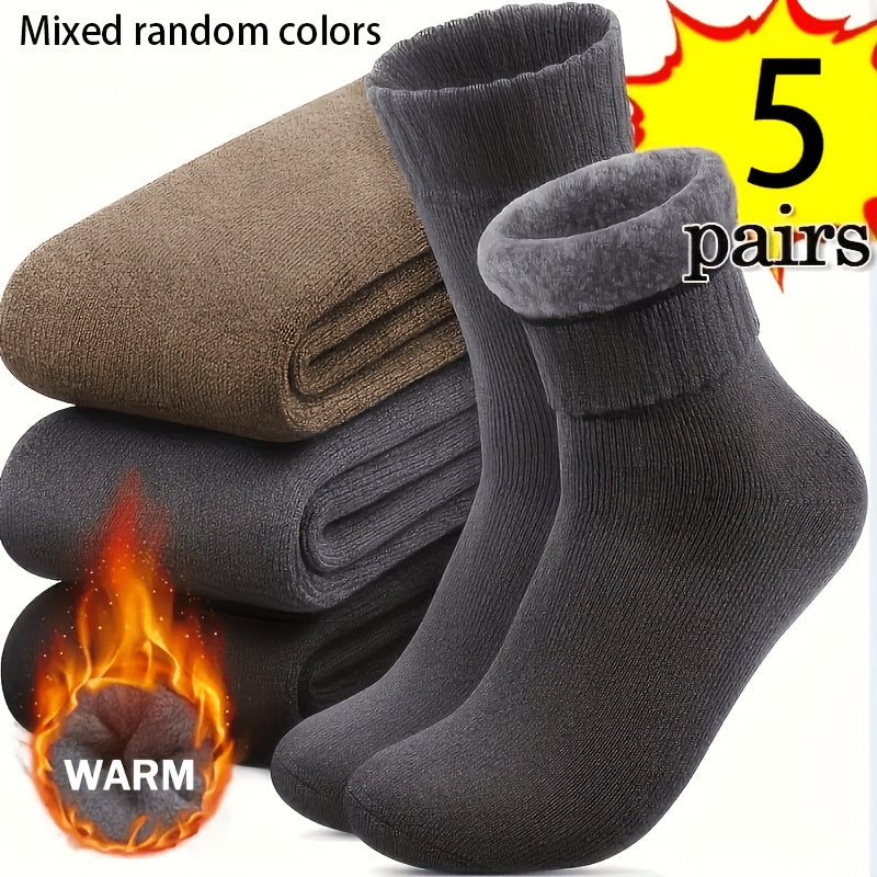3/5 paar heren winter warme sokken super dikke pluche sokken unisex winter outdoor warme sokken koude bestendige tube sokken perfect cadeau, zwart, koffie en donkergrijs gemengd willekeurig